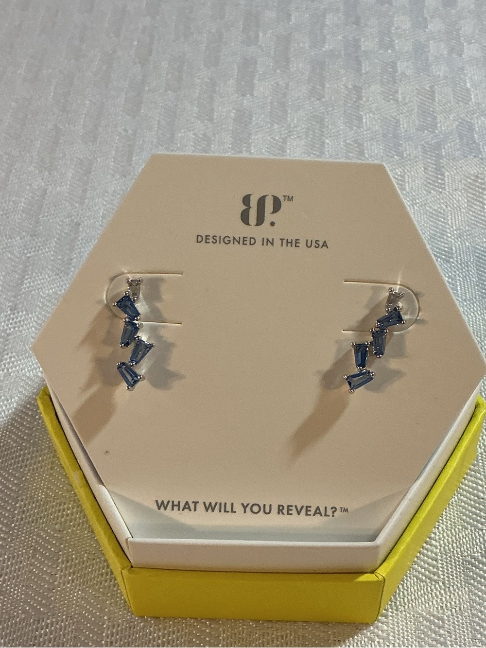 Bomb Party “She’s Got The Look” Lab Created Aqua Blue Spinel Rhodium Plated Earr